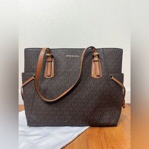 Michael Kors Voyager Tote Shoulder Bag Logo Brown Classic Women LapTop Bag Offic